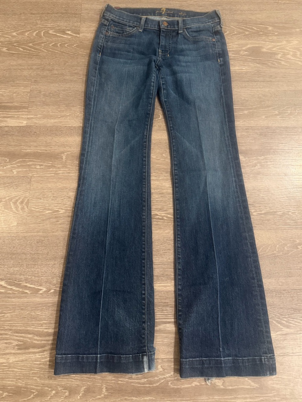 7 for all mankind y2k denim dojo flare jeans size 27 dark Wash - Picture 2 of 8